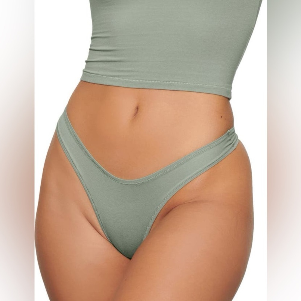 Skims Women's Cotton Jersey Dipped Thong Mineral